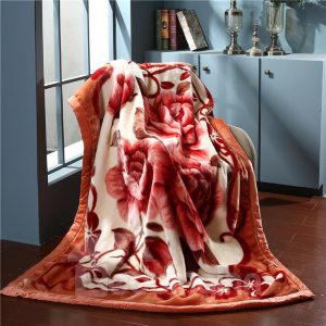 fbion.com Thumbnail Red Flower Printing Soft Flannel Fleece Bed Blanket for Winter _ Blankets for winter, Bed